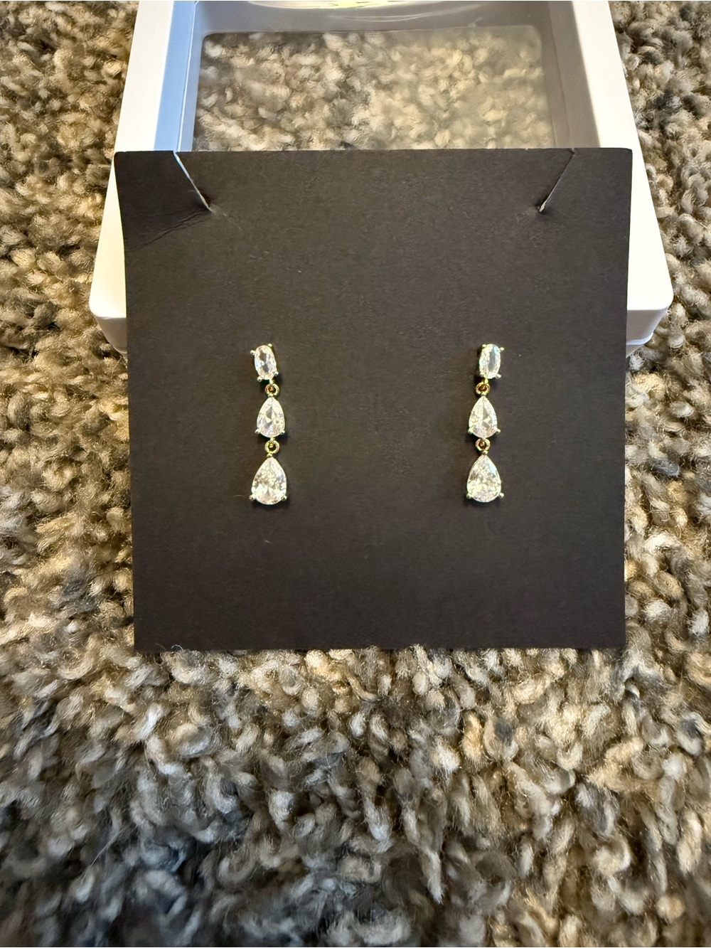 SHEIN Gold Drop Earrings with Clear Crystal Teardrops